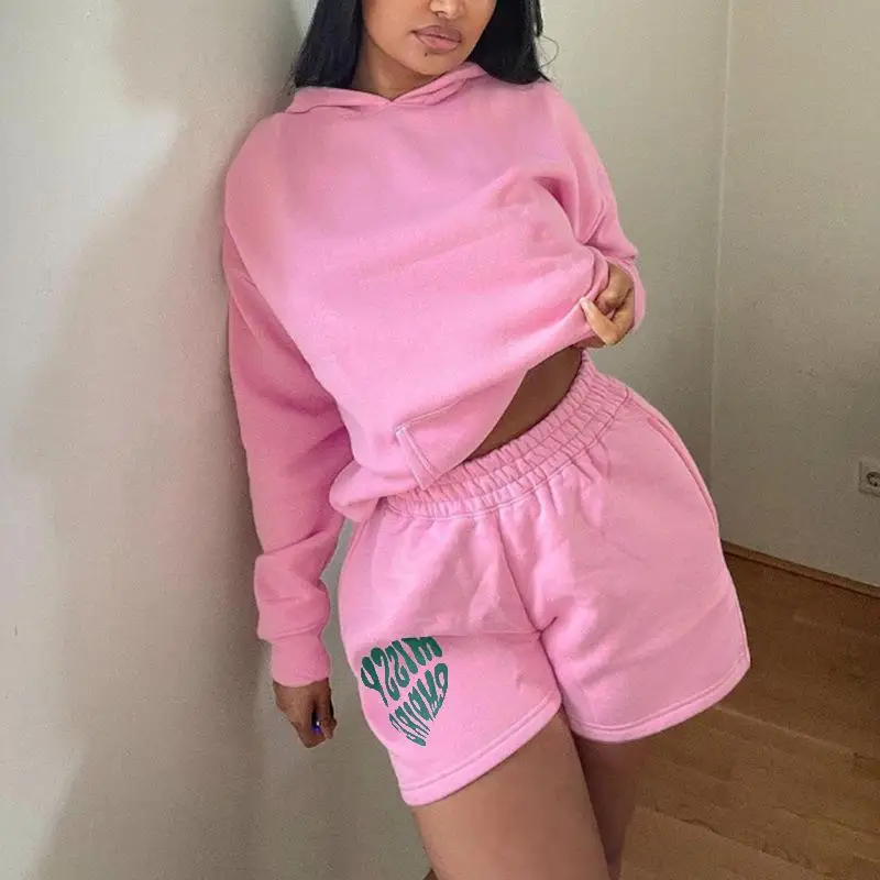 Printed Long Sleeve Hooded Sweatshirt Shorts Two Piece Women's Casual Fashion Set Winter Collection Letter Pattern
Printed Long Sleeve Hooded Sweatshirt Shorts Two Piece Women's Casual Fashion Set Winter Collection Letter Pattern