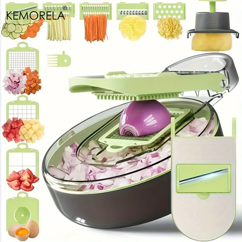 KEMORELA 15 in 1 Vegetable Chopper Fruit Slicer Set - Stainless Steel Vegetable Cutter For Onions Potatoes Kitchen Gadget
KEMORELA 15 in 1 Vegetable Chopper Fruit Slicer Set - Stainless Steel Vegetable Cutter For Onions Potatoes Kitchen Gadget