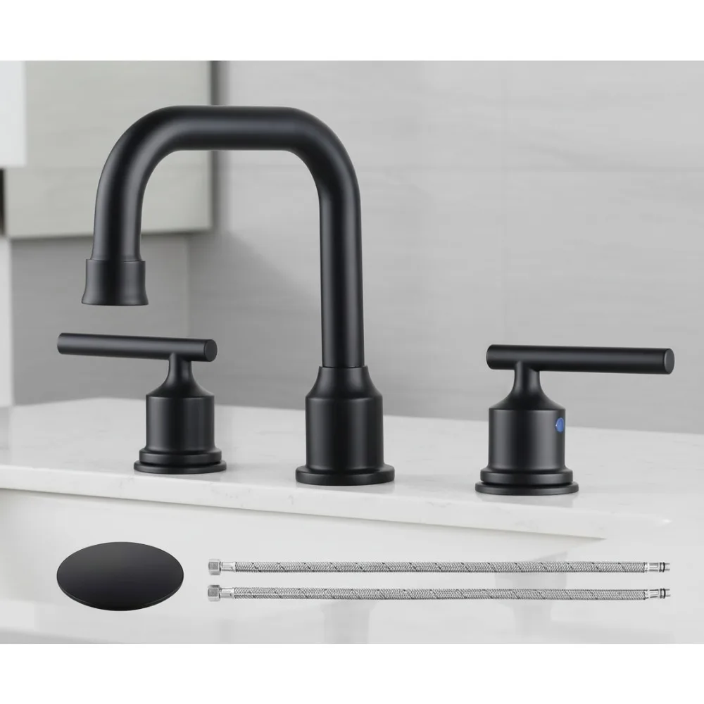 8 Inch Widespread Bathroom Faucet Black 360 Swivel Spout Dual Handle Basin Sink Easy Installation
8 Inch Widespread Bathroom Faucet Black 360 Swivel Spout Dual Handle Basin Sink Easy Installation