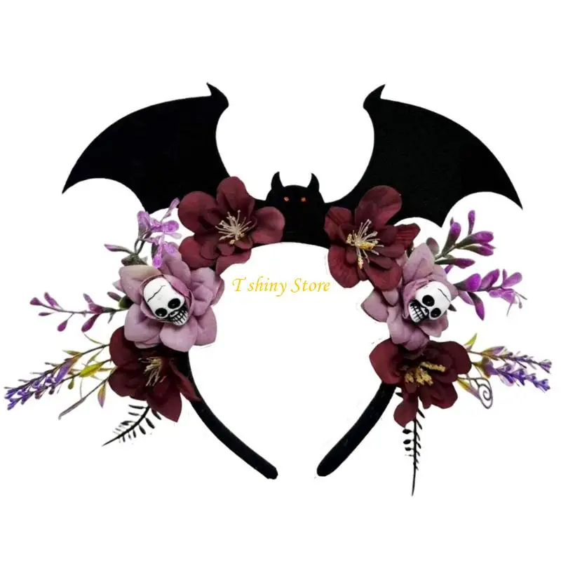 N58F Halloween Party Skull Bat Headband with Flower Decors For Scary Movies Night And Event Seasonal Festival Decoratioin
N58F Halloween Party Skull Bat Headband with Flower Decors For Scary Movies Night And Event Seasonal Festival Decoratioin