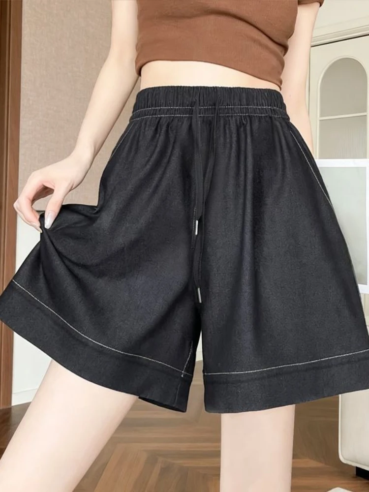 Women's Summer Casual Elastic Waist Drawstring Loose Shorts Solid Color Comfortable Fashion Black Blue Shorts for Women
Women's Summer Casual Elastic Waist Drawstring Loose Shorts Solid Color Comfortable Fashion Black Blue Shorts for Women