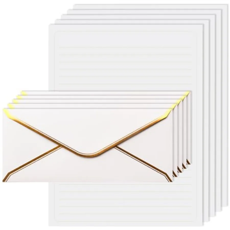 Gold Thread Stationary Paper and Envelopes Set Including 12 Standard Sized Phnom Penh Envelopes and 24 Sheets of Lined Paper Su
Gold Thread Stationary Paper and Envelopes Set Including 12 Standard Sized Phnom Penh Envelopes and 24 Sheets of Lined Paper Su