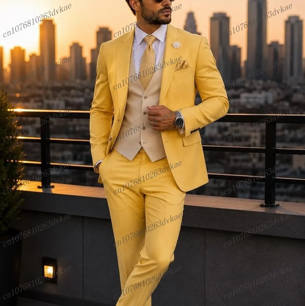 Yellow And Champagne New Men Suit Wedding Party Formal Groom Groomsman Prom Business Male Tuxedos 3 Piece Set Jacket Vest Pants
Yellow And Champagne New Men Suit Wedding Party Formal Groom Groomsman Prom Business Male Tuxedos 3 Piece Set Jacket Vest Pants