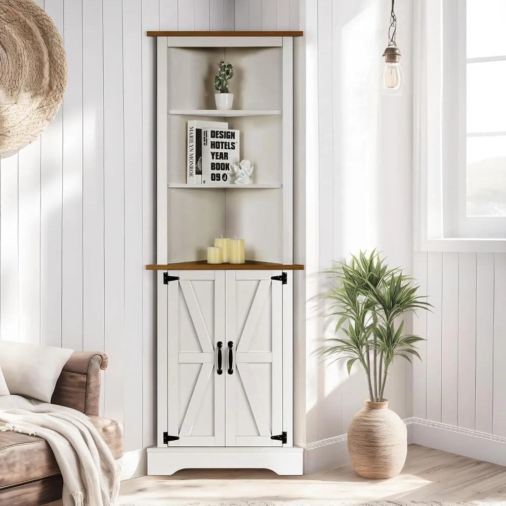 Tall Corner Cabinet with Barn Door and Adjustable Shelves, 5-Tier Corner Shelves for Small Space, Living Room, Hallway, Bathroo
Tall Corner Cabinet with Barn Door and Adjustable Shelves, 5-Tier Corner Shelves for Small Space, Living Room, Hallway, Bathroo