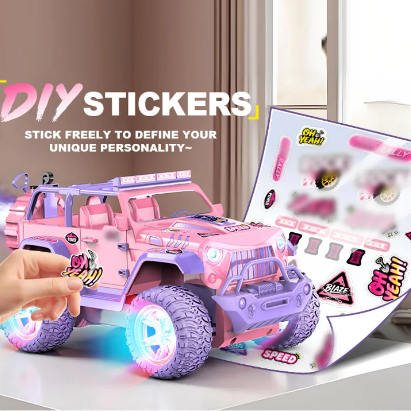 1/16 Remote Control Car with Spray & Lights DIY Stickers Remote Control Off-road Vehicle 2.4G RC Truck Christmas Gifts for Girls
1/16 Remote Control Car with Spray & Lights DIY Stickers Remote Control Off-road Vehicle 2.4G RC Truck Christmas Gifts for Girls