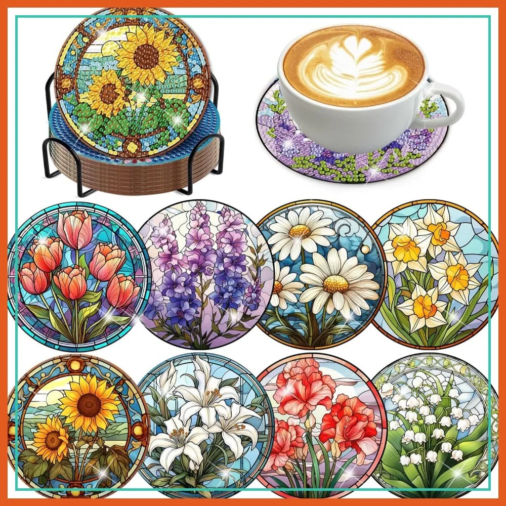 8 PCS Diamond Art Coasters with Holder, DIY Flower Coaster Kits for Adults Beginners, Sunflower Crafts
8 PCS Diamond Art Coasters with Holder, DIY Flower Coaster Kits for Adults Beginners, Sunflower Crafts