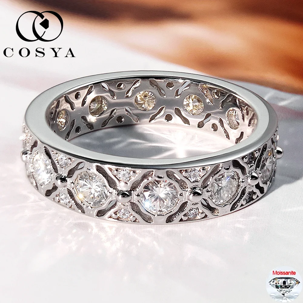 COSYA Full Moissanite Lace Rings For Women S925 Silver D Color Lab Diamond Openwork Carving Wedding Band Vintage Party Jewelry
COSYA Full Moissanite Lace Rings For Women S925 Silver D Color Lab Diamond Openwork Carving Wedding Band Vintage Party Jewelry