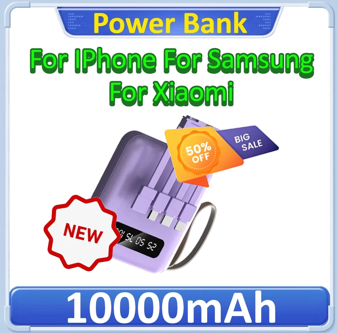 10000mAh Mini Portable Power Bank For IPhone For Samsung For Xiaomi Detachable Built in Cable PowerBank Digital Display
10000mAh Mini Portable Power Bank For IPhone For Samsung For Xiaomi Detachable Built in Cable PowerBank Digital Display
