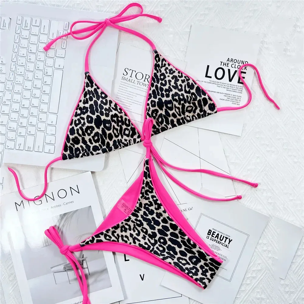 Розовый купальник с леопардовым принтом, комплект бикини-треугольников на завязках, микро-стринги, сексуальный купальник для женщин 2026, купальник для плавания, бикини De Mujer
Розовый купальник с леопардовым принтом, комплект бикини-треугольников на завязках, микро-стринги, сексуальный купальник для женщин 2026, купальник для плавания, бикини De Mujer