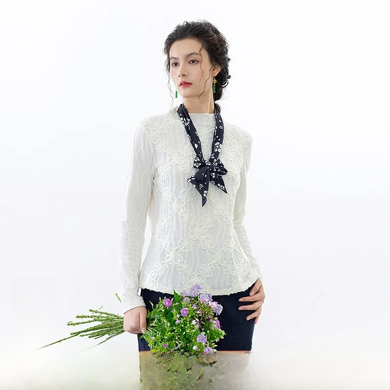 Women's Gentle Embroidered Slim Fit T-Shirt Versatile Autumn New Arrival Straight Cut Long Sleeve Polyester Spandex Blend
Women's Gentle Embroidered Slim Fit T-Shirt Versatile Autumn New Arrival Straight Cut Long Sleeve Polyester Spandex Blend