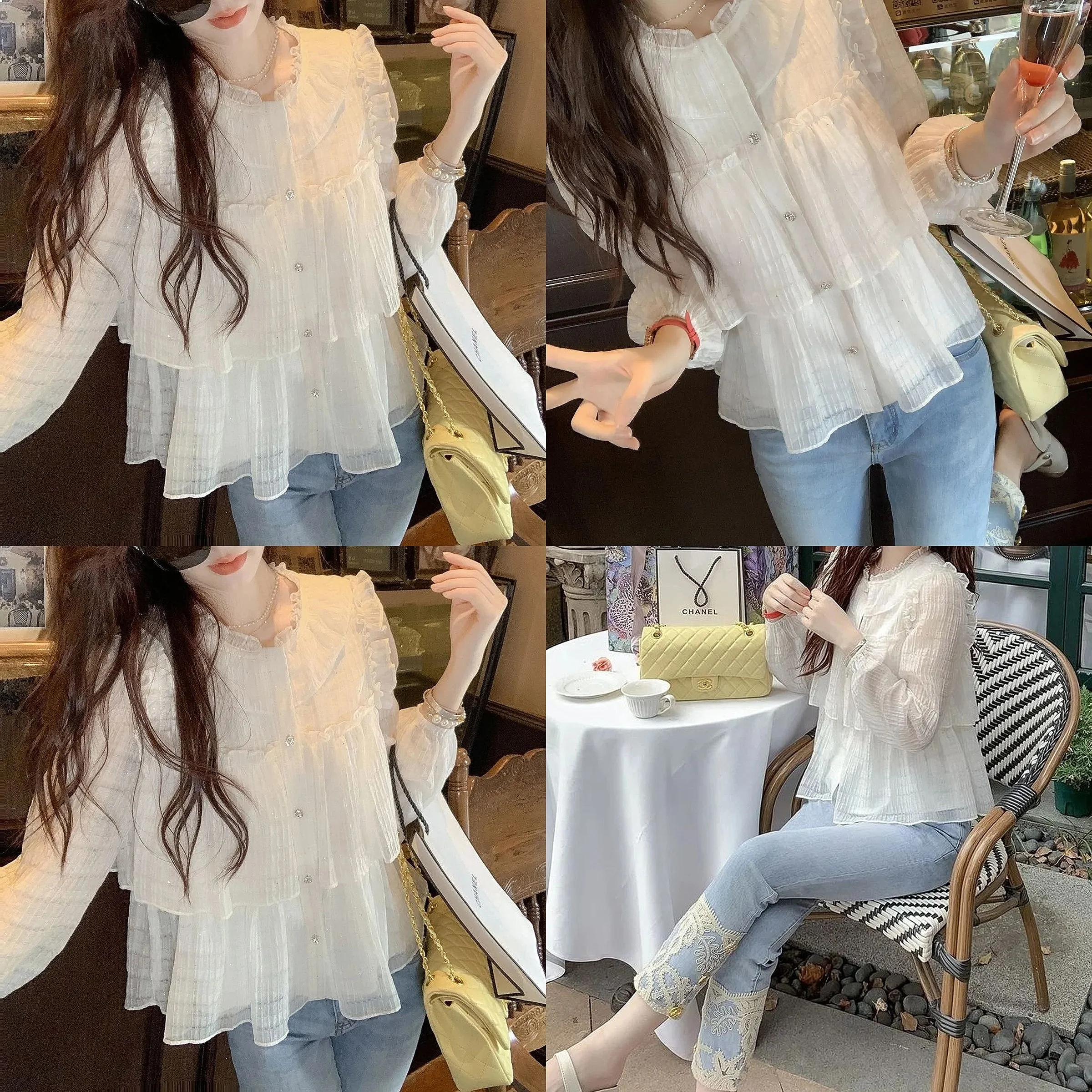 Temperament Bubble Sleeves Women's Shirt Spring And Autumn Fashion New Hollow Chiffon Long Sleeved Top
Temperament Bubble Sleeves Women's Shirt Spring And Autumn Fashion New Hollow Chiffon Long Sleeved Top