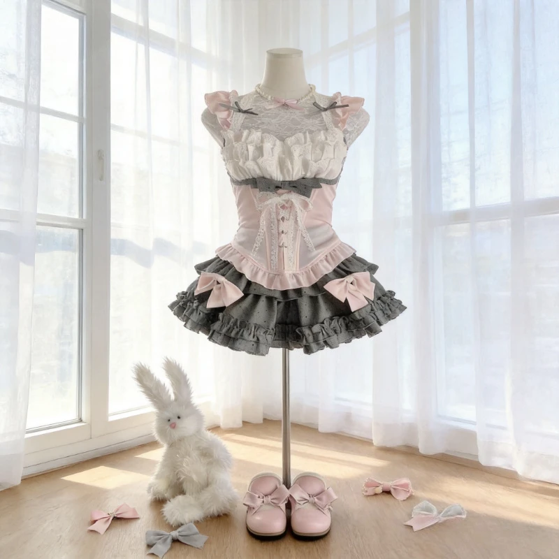 Summer Japanese Sweet Kawaii Lolita Elegant 2 Piece Sets Women Preppy Style Design Mini Skirt Suit Female Princess Cute Outfits
Summer Japanese Sweet Kawaii Lolita Elegant 2 Piece Sets Women Preppy Style Design Mini Skirt Suit Female Princess Cute Outfits