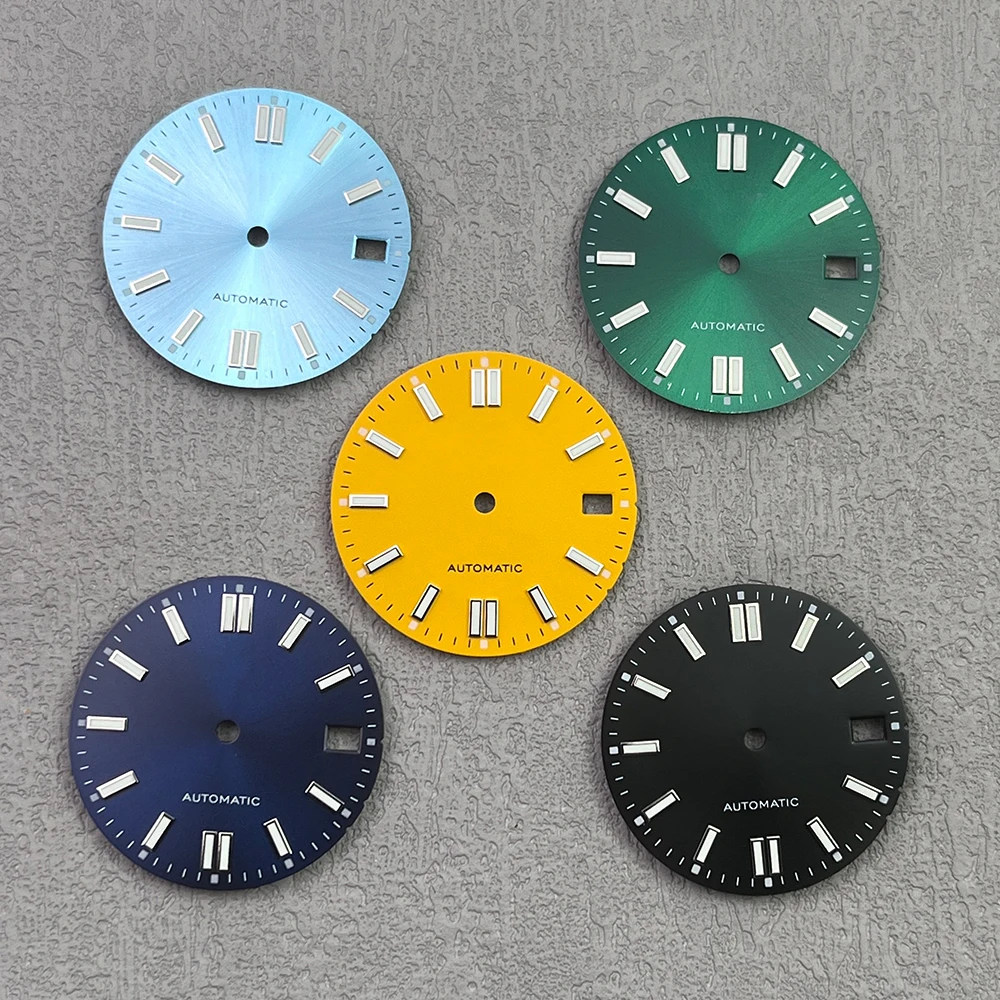 28.5mm S Logo Sunray Dial Suitable For NH35/NH36 Movement Green Luminous Fit 3/3.8/4.1 O'clock Watch Modification Accessories
28.5mm S Logo Sunray Dial Suitable For NH35/NH36 Movement Green Luminous Fit 3/3.8/4.1 O'clock Watch Modification Accessories