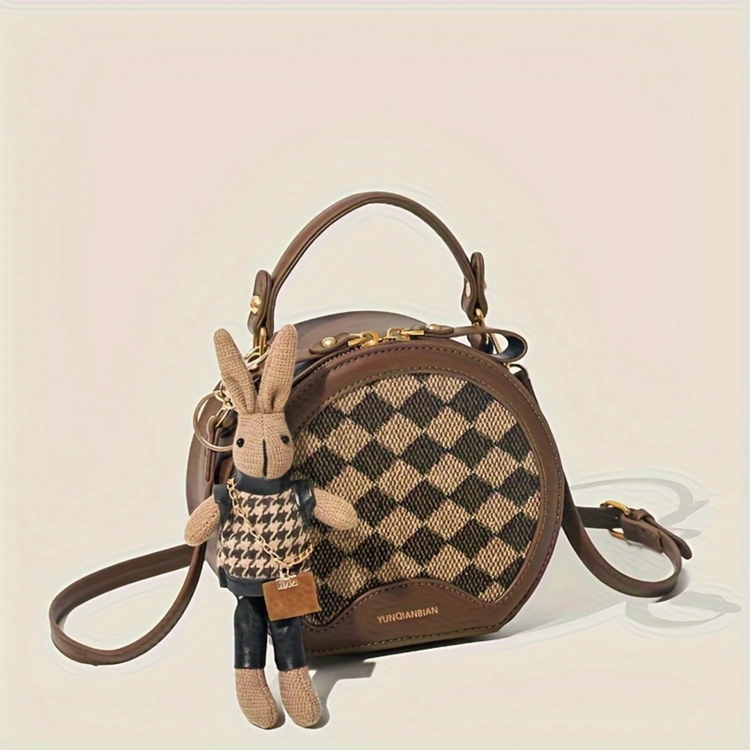 Chic Designer Checkered Pattern Trendy Shoulder Crossbody Handbag, Casual Style, PU , Round Shape With Adjustable Strap
Chic Designer Checkered Pattern Trendy Shoulder Crossbody Handbag, Casual Style, PU , Round Shape With Adjustable Strap
