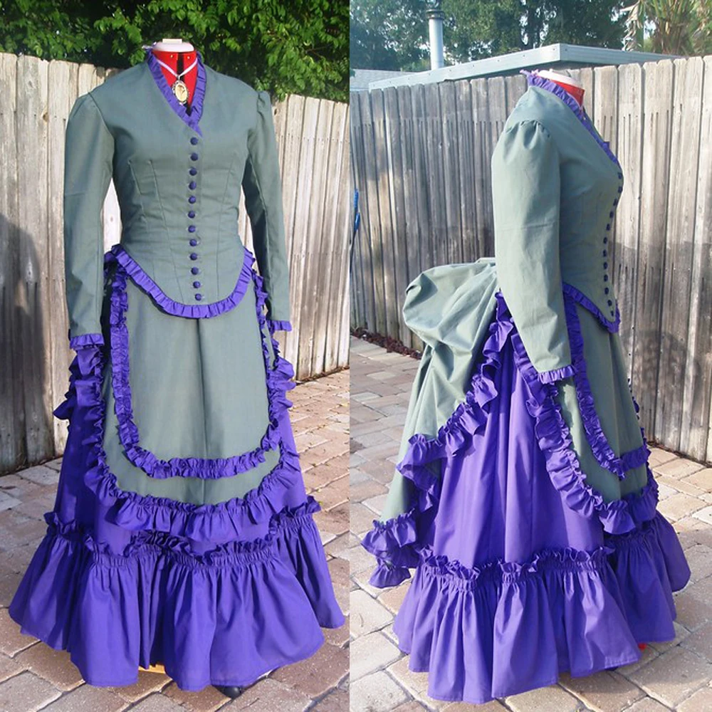 1872 Grey and Purple Cotton Bustle Dress Medieval Victorian Southern Belle Ball Gown Dress for Women
1872 Grey and Purple Cotton Bustle Dress Medieval Victorian Southern Belle Ball Gown Dress for Women