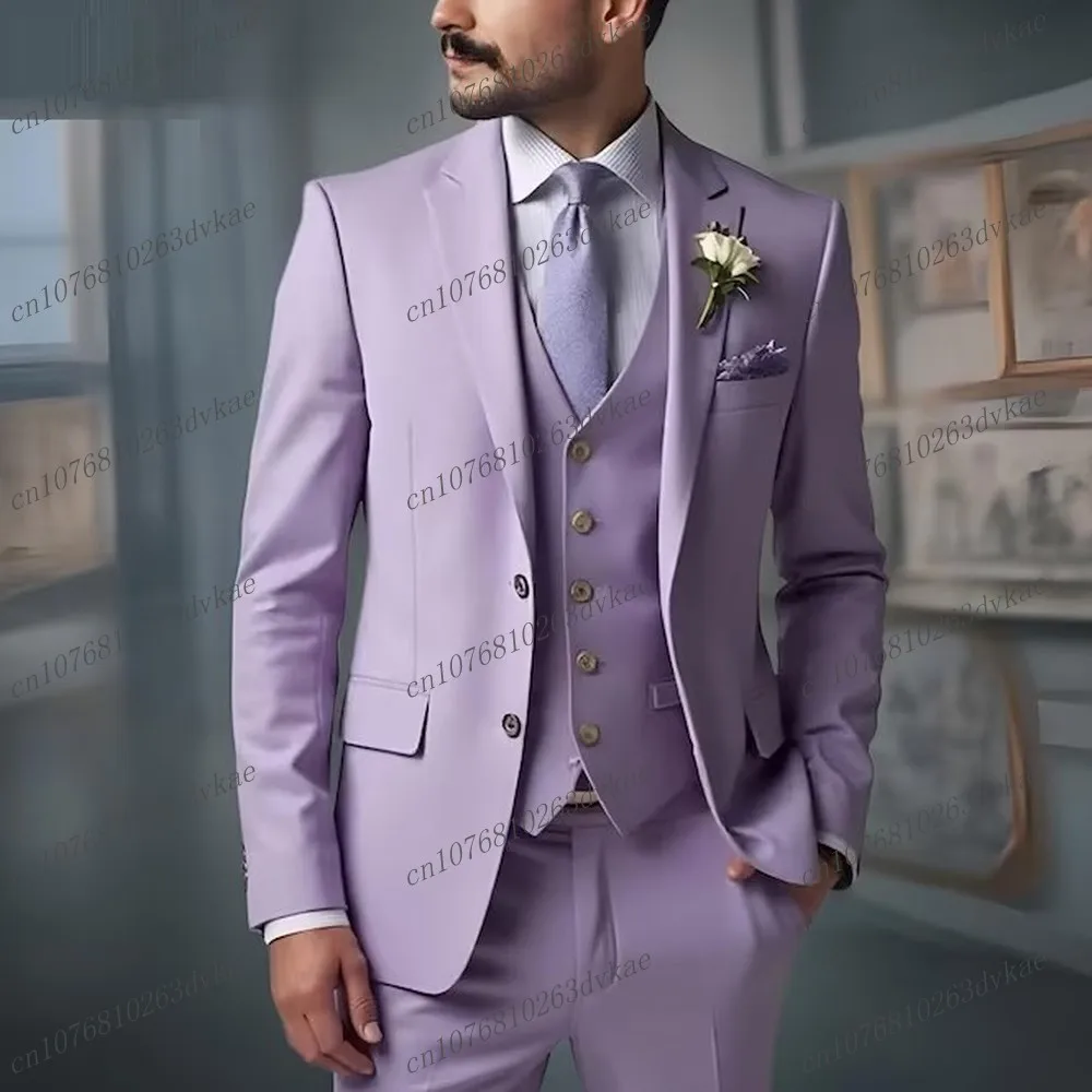 Lavender Formal Men Suit Groom Groomsman Wedding Party Prom Business Male Tuxedos 3 Piece Set Blazer Vest Pants Customized
Lavender Formal Men Suit Groom Groomsman Wedding Party Prom Business Male Tuxedos 3 Piece Set Blazer Vest Pants Customized
