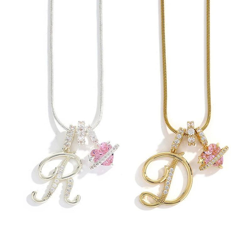 Romantic Pink Love Heart Pendant A~Z 26 Letters Women Necklace Shiny Zircon Embedded Dopamine Geometric Girl Fashion Necklace
Romantic Pink Love Heart Pendant A~Z 26 Letters Women Necklace Shiny Zircon Embedded Dopamine Geometric Girl Fashion Necklace