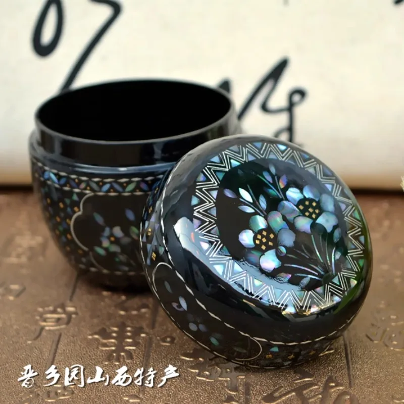 Pingyao Lacquer Tea Caddy with Mother of Pearl Inlay Round Tea Canister Gift Box Non Heritage Collection
Pingyao Lacquer Tea Caddy with Mother of Pearl Inlay Round Tea Canister Gift Box Non Heritage Collection