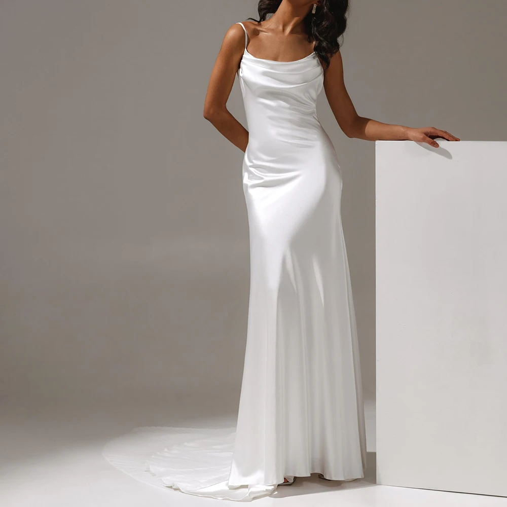 Customized Fashion Satin Straight Spaghetti Straps Bow Evening Dresses Strapless Open Back Sleeveless Panel Train White Simple
Customized Fashion Satin Straight Spaghetti Straps Bow Evening Dresses Strapless Open Back Sleeveless Panel Train White Simple