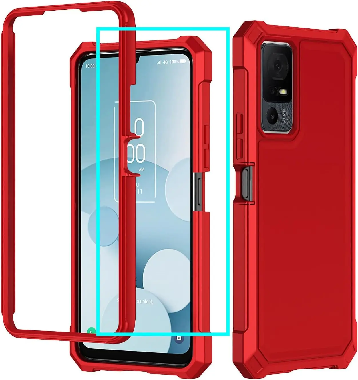Case for TCL 40XL/40T/505, with Screen Protector, Frosted PC Back, Soft Silicone Bumper, Red
Case for TCL 40XL/40T/505, with Screen Protector, Frosted PC Back, Soft Silicone Bumper, Red