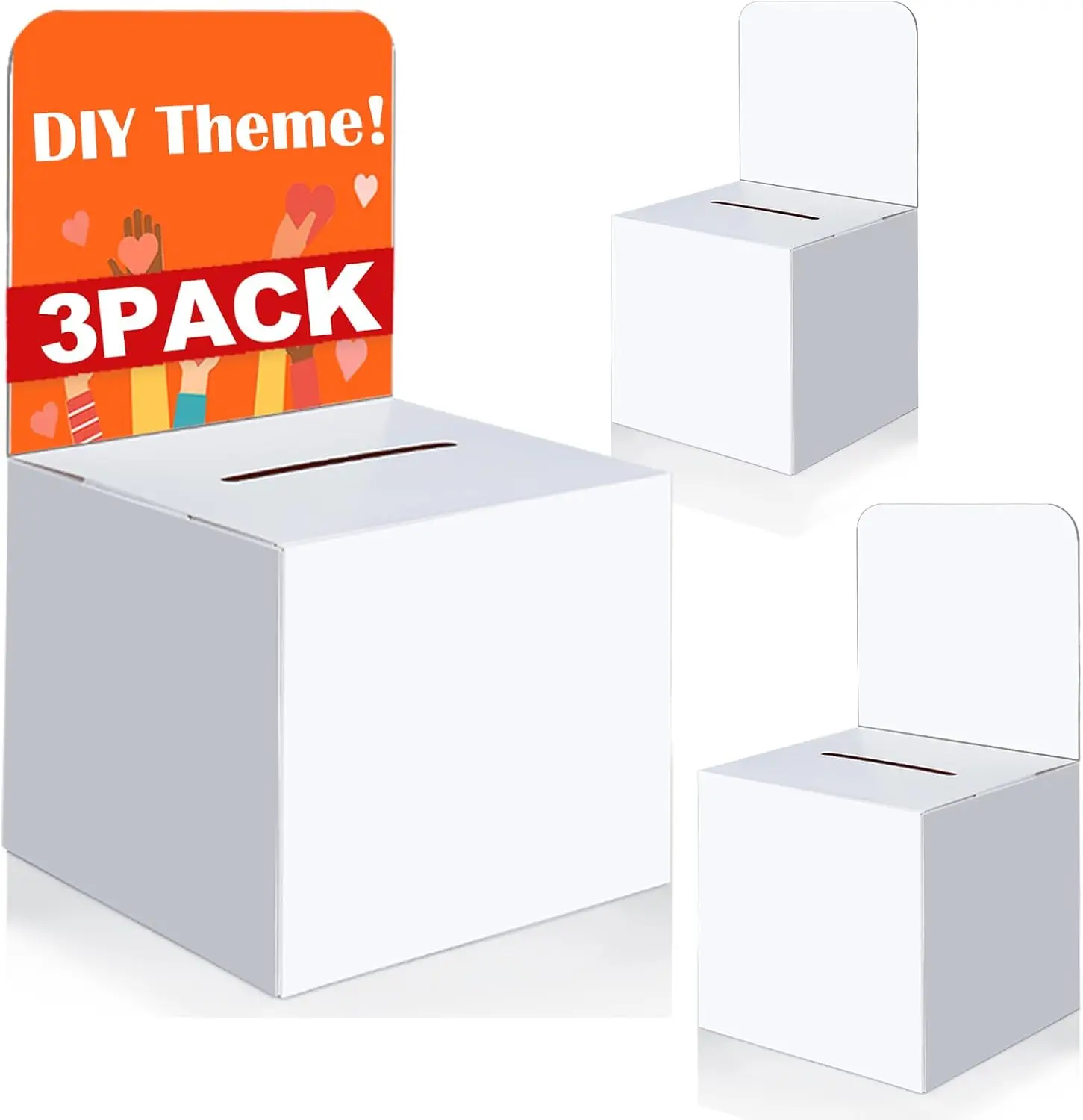 3 Pack Raffle Boxes with Slot, 6x6x6 inch Cardboard Ballot Box for Business Cards, Voting, and Suggestions (White)
3 Pack Raffle Boxes with Slot, 6x6x6 inch Cardboard Ballot Box for Business Cards, Voting, and Suggestions (White)