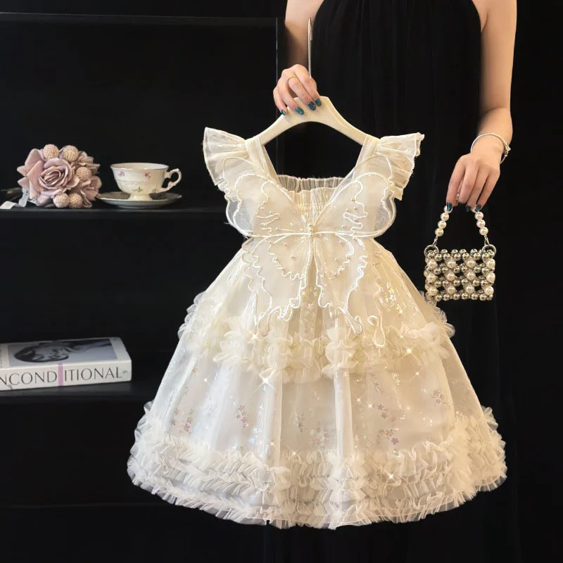 Girls Dress White Wedding Dress 2025 Summer Dress Sleeveless Pleated Elastic Princess Dress for Girl Butterfly Wings Cake Skirt
Girls Dress White Wedding Dress 2025 Summer Dress Sleeveless Pleated Elastic Princess Dress for Girl Butterfly Wings Cake Skirt
