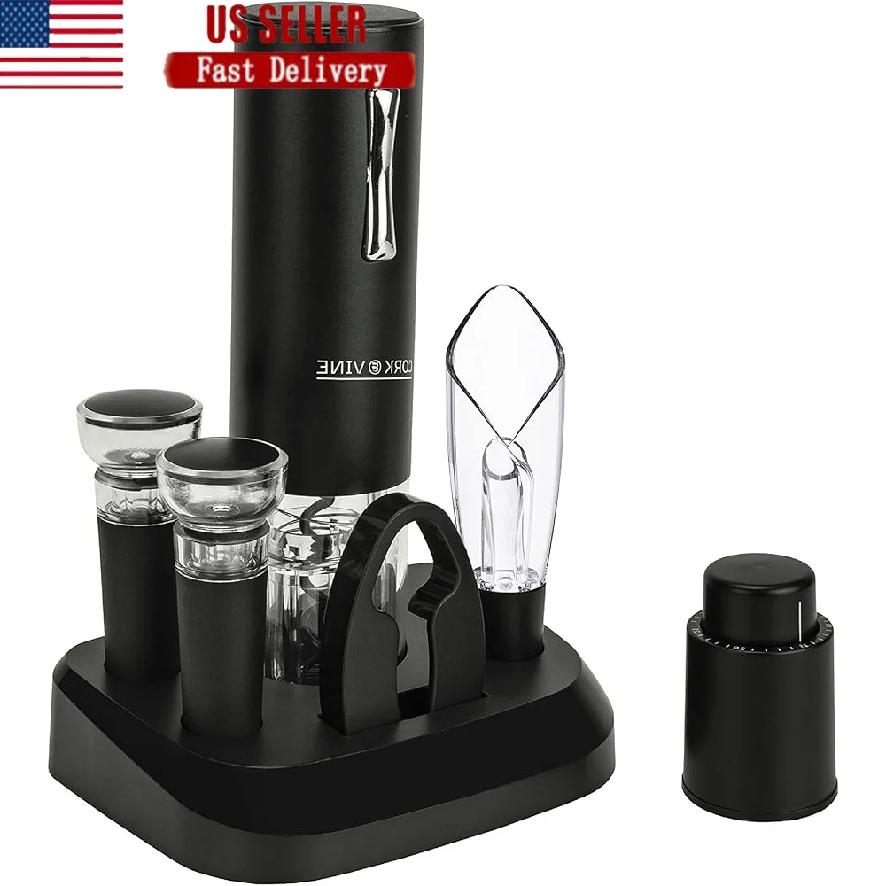 Electric Wine Opener Set 7-Piece Rechargeable Wine Aerator Stopper Foil Cutter Charging Base Ideal Wine Enthusiasts
Electric Wine Opener Set 7-Piece Rechargeable Wine Aerator Stopper Foil Cutter Charging Base Ideal Wine Enthusiasts