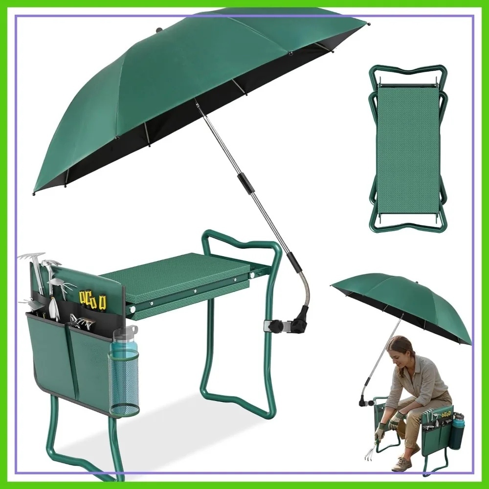2-in-1 Garden Kneeler with Umbrella, 330lb Capacity Stool & Tool Bag, Gift for Gardeners
2-in-1 Garden Kneeler with Umbrella, 330lb Capacity Stool & Tool Bag, Gift for Gardeners