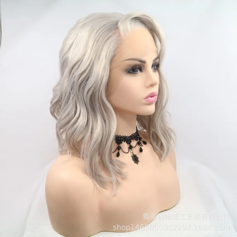 Women's wig, gray, free-parting, short curly synthetic fiber, lace front wigs
Women's wig, gray, free-parting, short curly synthetic fiber, lace front wigs