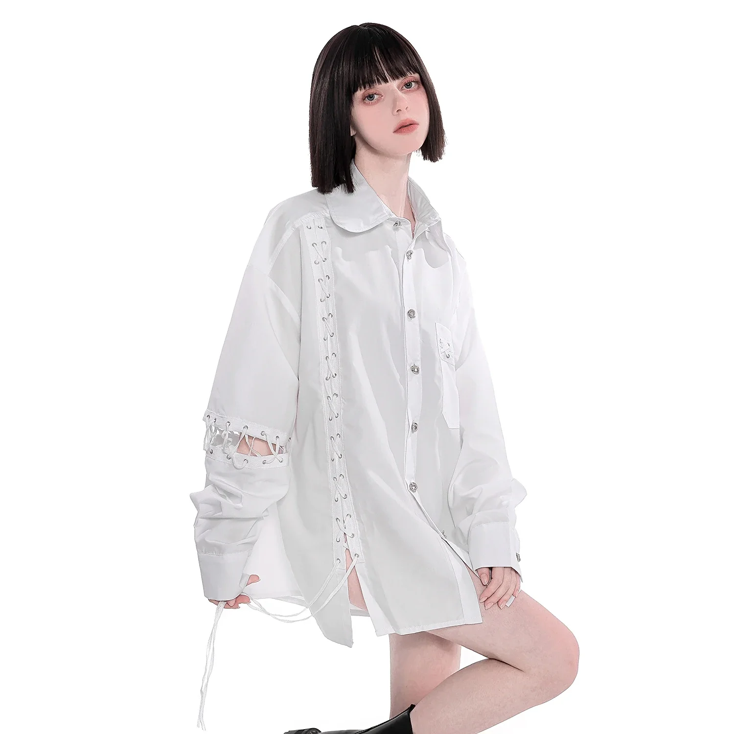 New Women Harajuku Gothic Punk Metal Button Bandage Long Sleeve Blouse Streetwear Vintage Cool Girl White Blouse
New Women Harajuku Gothic Punk Metal Button Bandage Long Sleeve Blouse Streetwear Vintage Cool Girl White Blouse