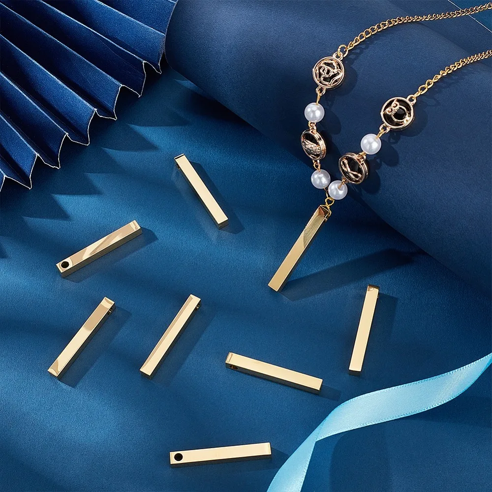 8Pcs 304 Stainless Steel Polished Pendant Bar Golden 40x4.5x5mm Hole: 3~3.5mm
8Pcs 304 Stainless Steel Polished Pendant Bar Golden 40x4.5x5mm Hole: 3~3.5mm