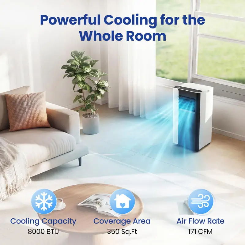 8000 BTU 3 in 1 Portable Air Conditioner with Fan and Dehumidifier Model
8000 BTU 3 in 1 Portable Air Conditioner with Fan and Dehumidifier Model