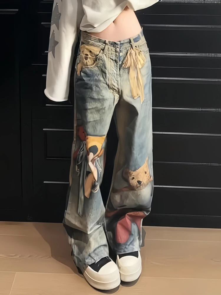 American High Street Bear Optical Illusion Print Jeans Women's New Street Sexy Individual Trend Slimming Floor-Length Pants
American High Street Bear Optical Illusion Print Jeans Women's New Street Sexy Individual Trend Slimming Floor-Length Pants