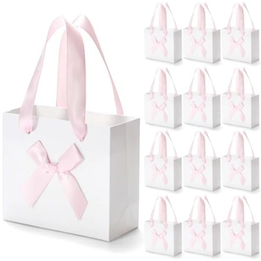 50 Pack Small Thank You Gift Bags with Bow Ribbon and Handles, 5.5x 2.5x4.7 Inch White Mini Gift Bags for Jewelry, Baby Shower,
50 Pack Small Thank You Gift Bags with Bow Ribbon and Handles, 5.5x 2.5x4.7 Inch White Mini Gift Bags for Jewelry, Baby Shower,