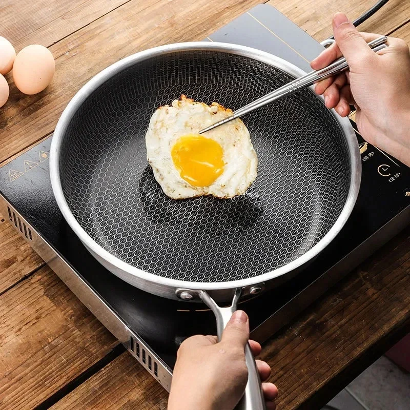 20/26CM Frying Pan Food Grade 304 Stainless Steel Non Stick Pan Honeycomb Pot Bottom Induction Cooker Gas Stove General Wok
20/26CM Frying Pan Food Grade 304 Stainless Steel Non Stick Pan Honeycomb Pot Bottom Induction Cooker Gas Stove General Wok