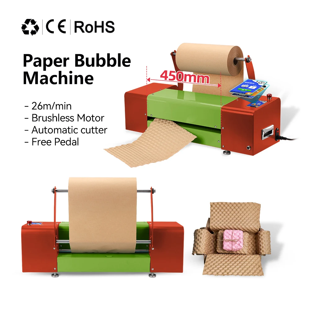 450mm Automatic Cutting Kraft Cushion Paper Void Fill Bubble Machine For E-commerce Sellers Logistic Packaging
450mm Automatic Cutting Kraft Cushion Paper Void Fill Bubble Machine For E-commerce Sellers Logistic Packaging