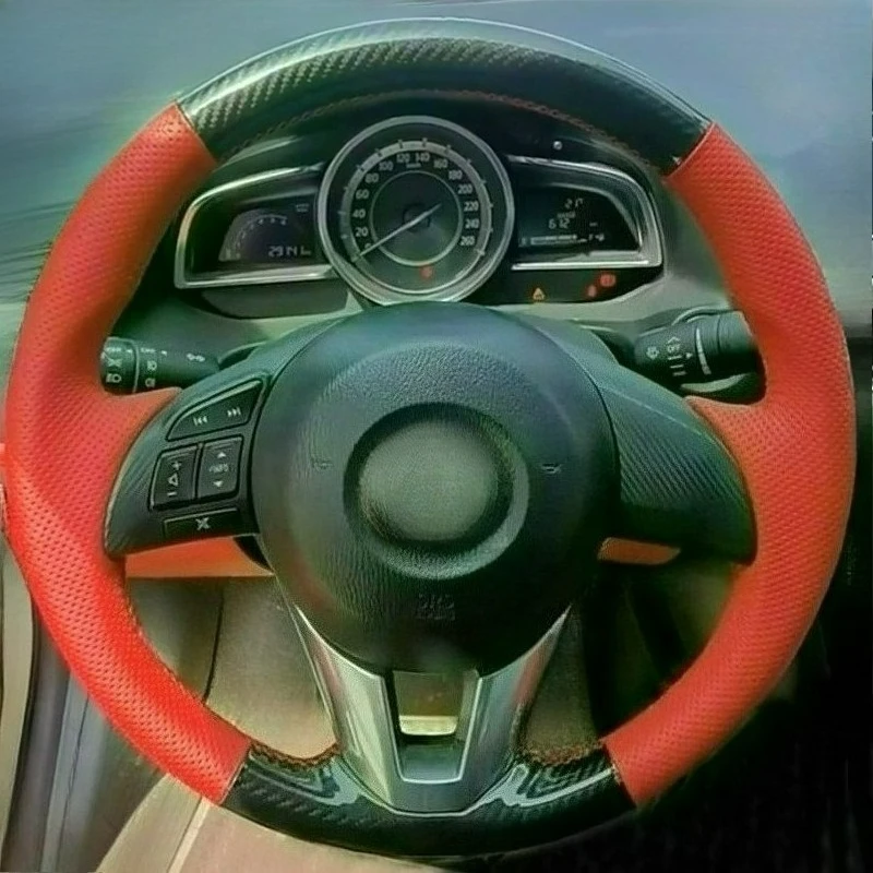Hand Stitched renovation wear-resistant carbon fiber Red leather car Steering wheel cover for Mazda 6, Mazda 3 and Mazda 5
Hand Stitched renovation wear-resistant carbon fiber Red leather car Steering wheel cover for Mazda 6, Mazda 3 and Mazda 5