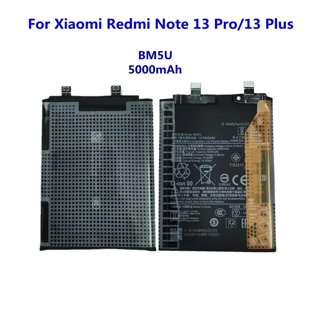 Новый аккумулятор BM5U для телефона Xiaomi Redmi Note 13 Pro 13 Pro Pro+/Redmi Note 13 Plus 13 Plus, 5000 мАч
Новый аккумулятор BM5U для телефона Xiaomi Redmi Note 13 Pro 13 Pro Pro+/Redmi Note 13 Plus 13 Plus, 5000 мАч