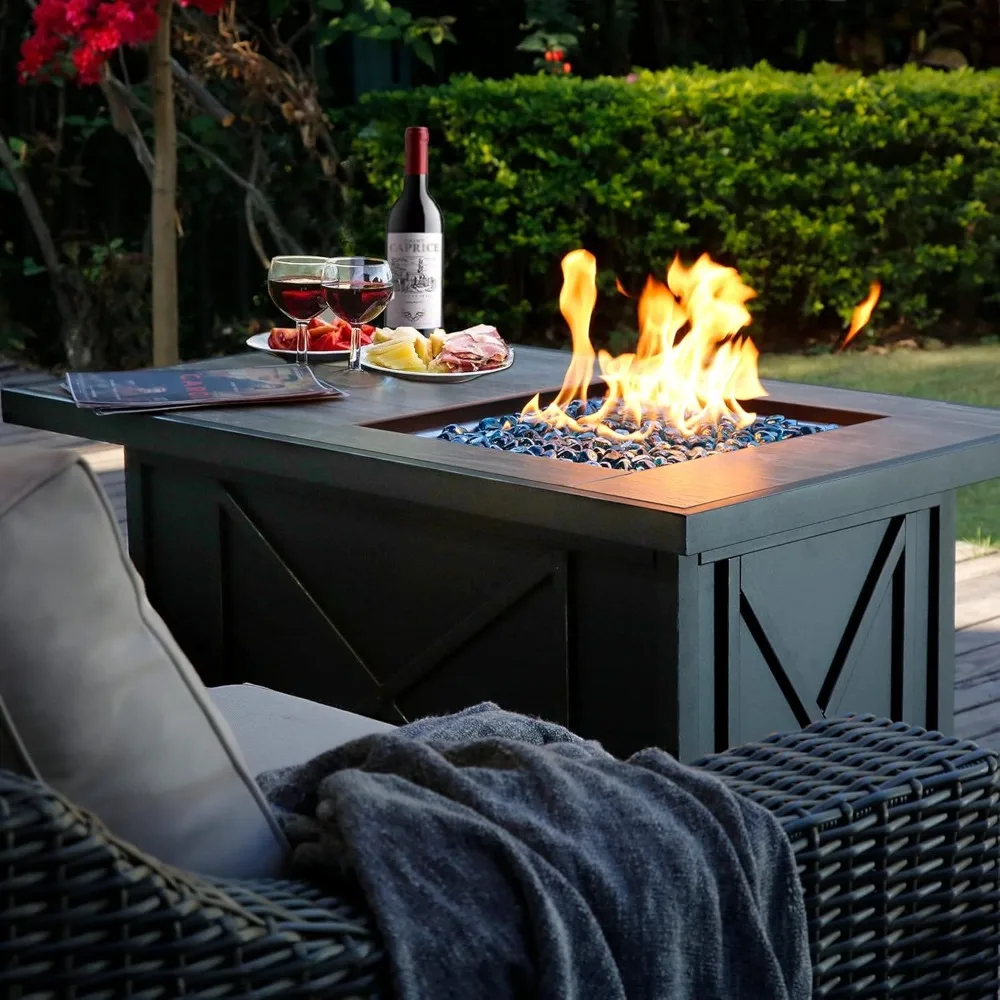 42 inch 50,000 BTU Rectangular Propane Gas Fire Pit Table with Fire Glass and Table Lid, Fire Pits Outdoor for Garden, Patio, B
42 inch 50,000 BTU Rectangular Propane Gas Fire Pit Table with Fire Glass and Table Lid, Fire Pits Outdoor for Garden, Patio, B