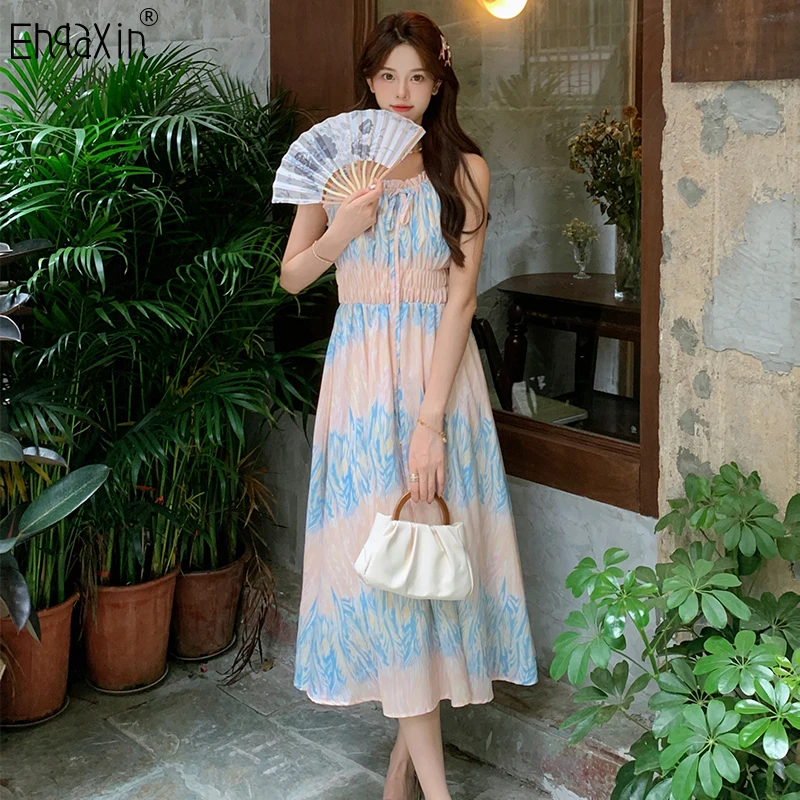 EHQAXIN 2023 Women's Dress Summer Fashion Korean Hanging Strap Print Wooden Ear Edge Sleeveless Long Dresses Ladies M-4XL
EHQAXIN 2023 Women's Dress Summer Fashion Korean Hanging Strap Print Wooden Ear Edge Sleeveless Long Dresses Ladies M-4XL