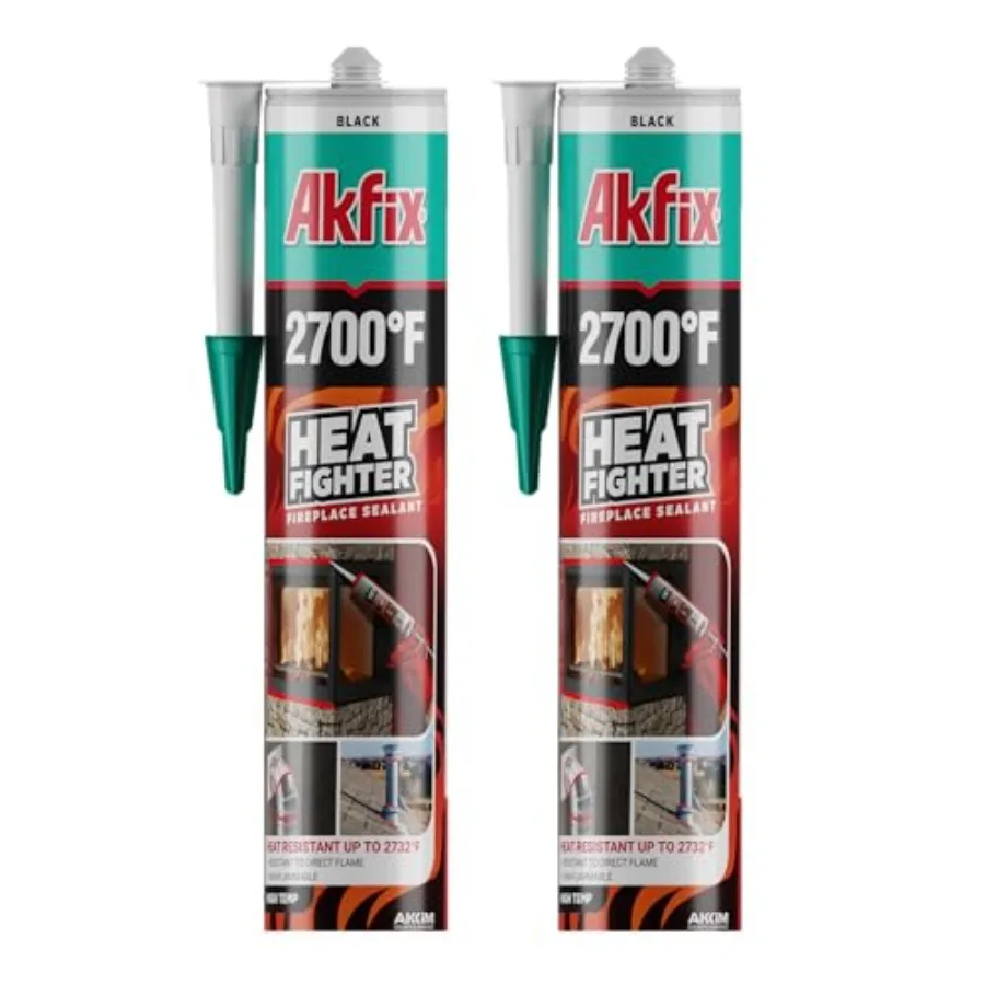 Heat Fighter Black Fireplace Sealant - 2700 °F 2x10.1 oz. - Heat Resistant Fireplace Stove Caulk for Chimneys, Ovens, Grills, W
Heat Fighter Black Fireplace Sealant - 2700 °F 2x10.1 oz. - Heat Resistant Fireplace Stove Caulk for Chimneys, Ovens, Grills, W