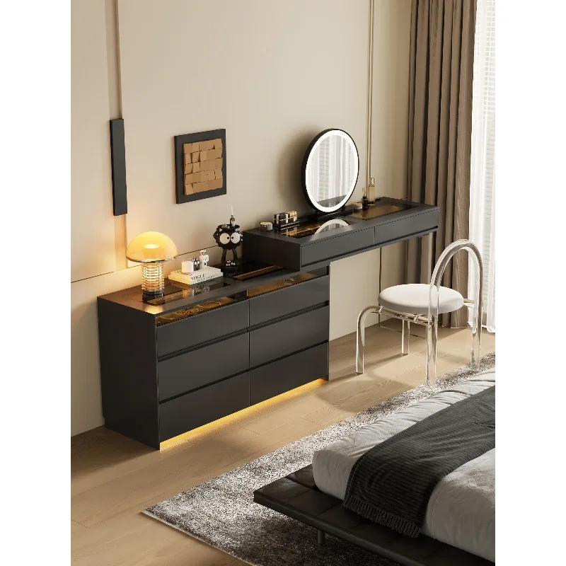 Apartment 7 Italian minimalist dresser chest integrated bedroom storage cabinet end of bed light luxury high-end makeup table
Apartment 7 Italian minimalist dresser chest integrated bedroom storage cabinet end of bed light luxury high-end makeup table