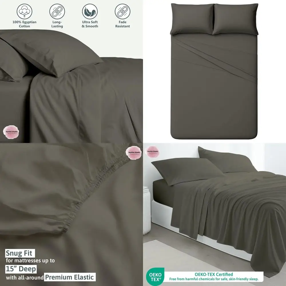 100% Egyptian Cotton RV King Sheet Set, 400 Thread Count, 4-Piece, Fits Mattresses Up to 15 Deep - Gray
100% Egyptian Cotton RV King Sheet Set, 400 Thread Count, 4-Piece, Fits Mattresses Up to 15 Deep - Gray