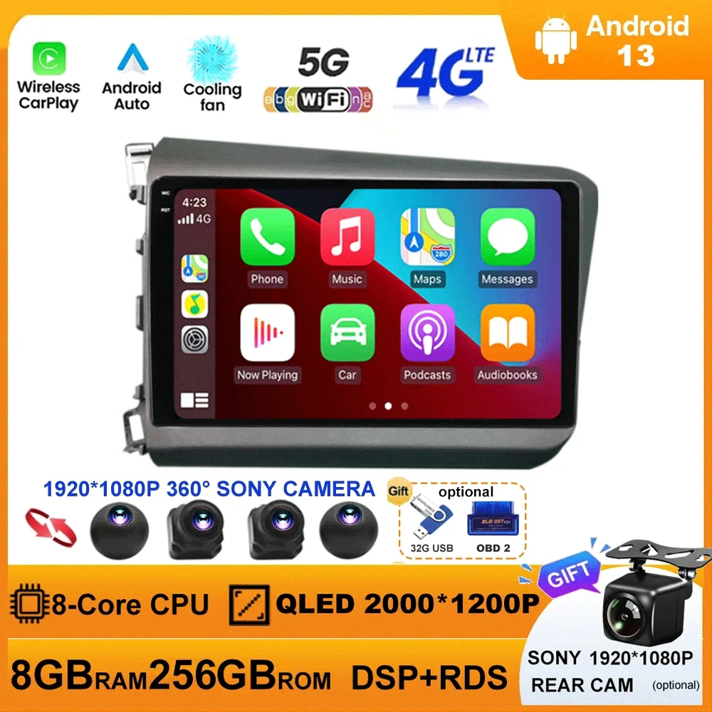 Android 13 For Honda Civic 2012 2013 2014 2015 Car Radio Multimedia Video Player Navigation Stereo GPS Carplay Android Auto WIFI
Android 13 For Honda Civic 2012 2013 2014 2015 Car Radio Multimedia Video Player Navigation Stereo GPS Carplay Android Auto WIFI