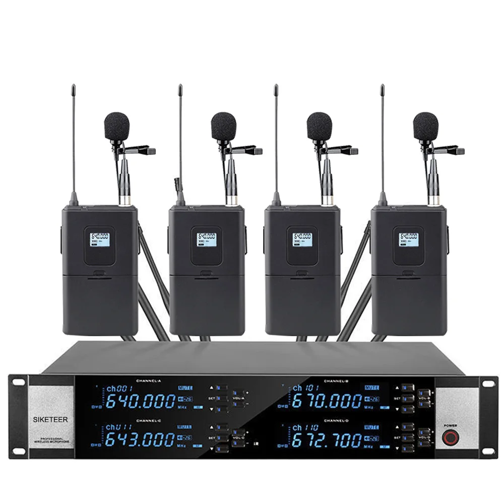 Professional True Diversity UHF wireless microphone system 4 channel collar microphone outdoor stage performance microphone
Professional True Diversity UHF wireless microphone system 4 channel collar microphone outdoor stage performance microphone