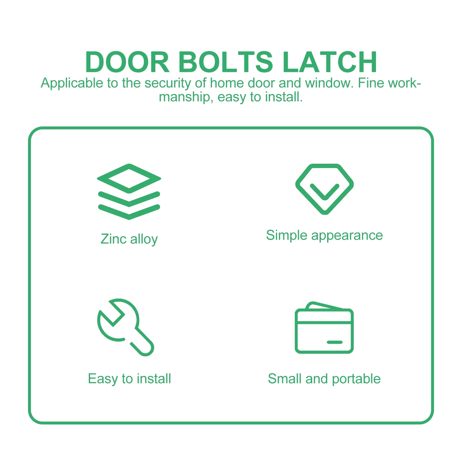 1Pcs Door Bolts Latch Zinc Alloy Anti-Theft High Hardness Easy to Install for Home Windows and Doors Security Door Bolts Latch
1Pcs Door Bolts Latch Zinc Alloy Anti-Theft High Hardness Easy to Install for Home Windows and Doors Security Door Bolts Latch