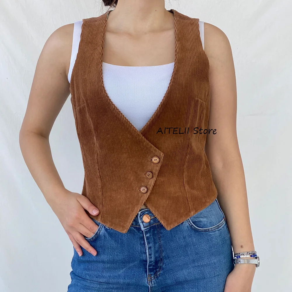 Женская безрукавка, однобортная, с V-образным вырезом, повседневная и стильная, из вельветовой ткани, одежда, пальто, куртки
Женская безрукавка, однобортная, с V-образным вырезом, повседневная и стильная, из вельветовой ткани, одежда, пальто, куртки