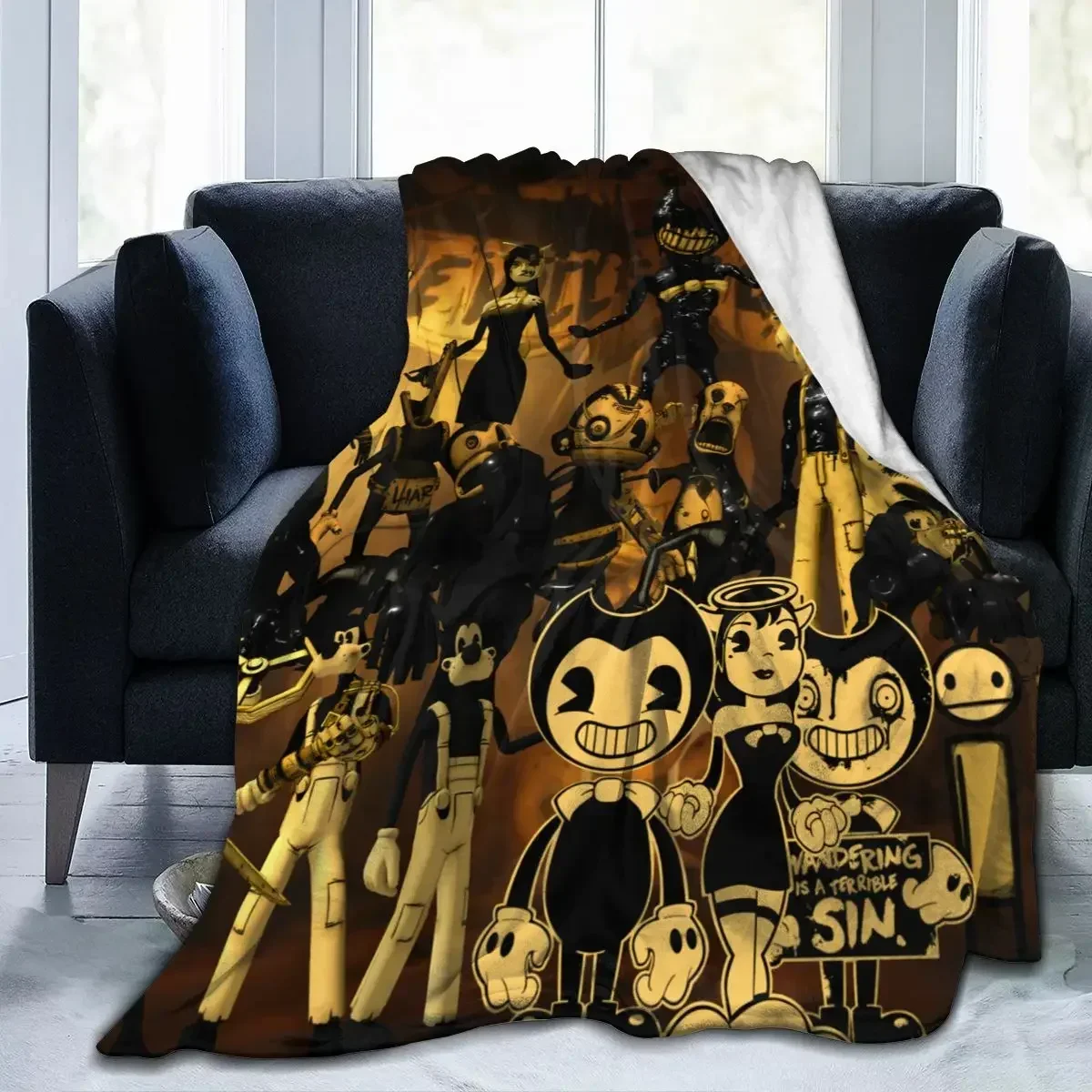 Фланелевое одеяло с принтом Bendy the Ink Machine, мягкое и удобное, для спальни, гостиной, дивана, кровати, домашнего декора, текстиль
Фланелевое одеяло с принтом Bendy the Ink Machine, мягкое и удобное, для спальни, гостиной, дивана, кровати, домашнего декора, текстиль