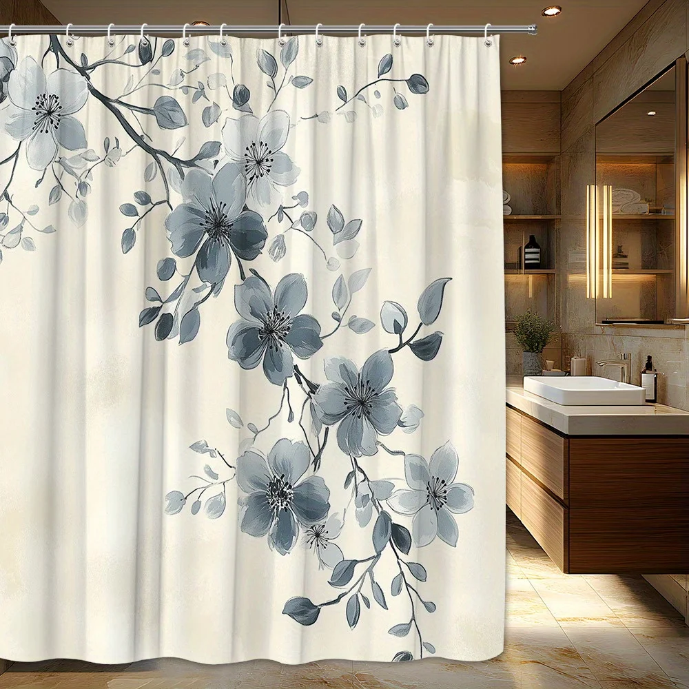 Light Blue-Gray Floral Shower Curtain - Soft Pastel Blooms, 70.87x70.87 Inch 
Light Blue-Gray Floral Shower Curtain - Soft Pastel Blooms, 70.87x70.87 Inch