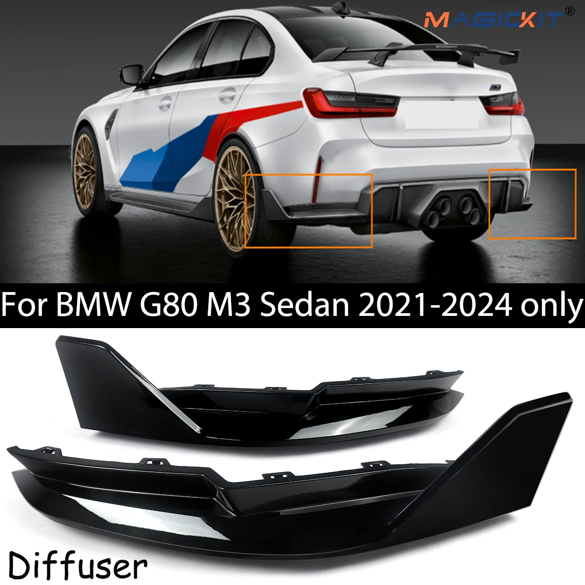 MAGICKIT For 2021-2024 BMW G80 M3 Sedan Gloss Black MP Style Rear Bumper Spitter Lip Aprons Car Accessories
MAGICKIT For 2021-2024 BMW G80 M3 Sedan Gloss Black MP Style Rear Bumper Spitter Lip Aprons Car Accessories